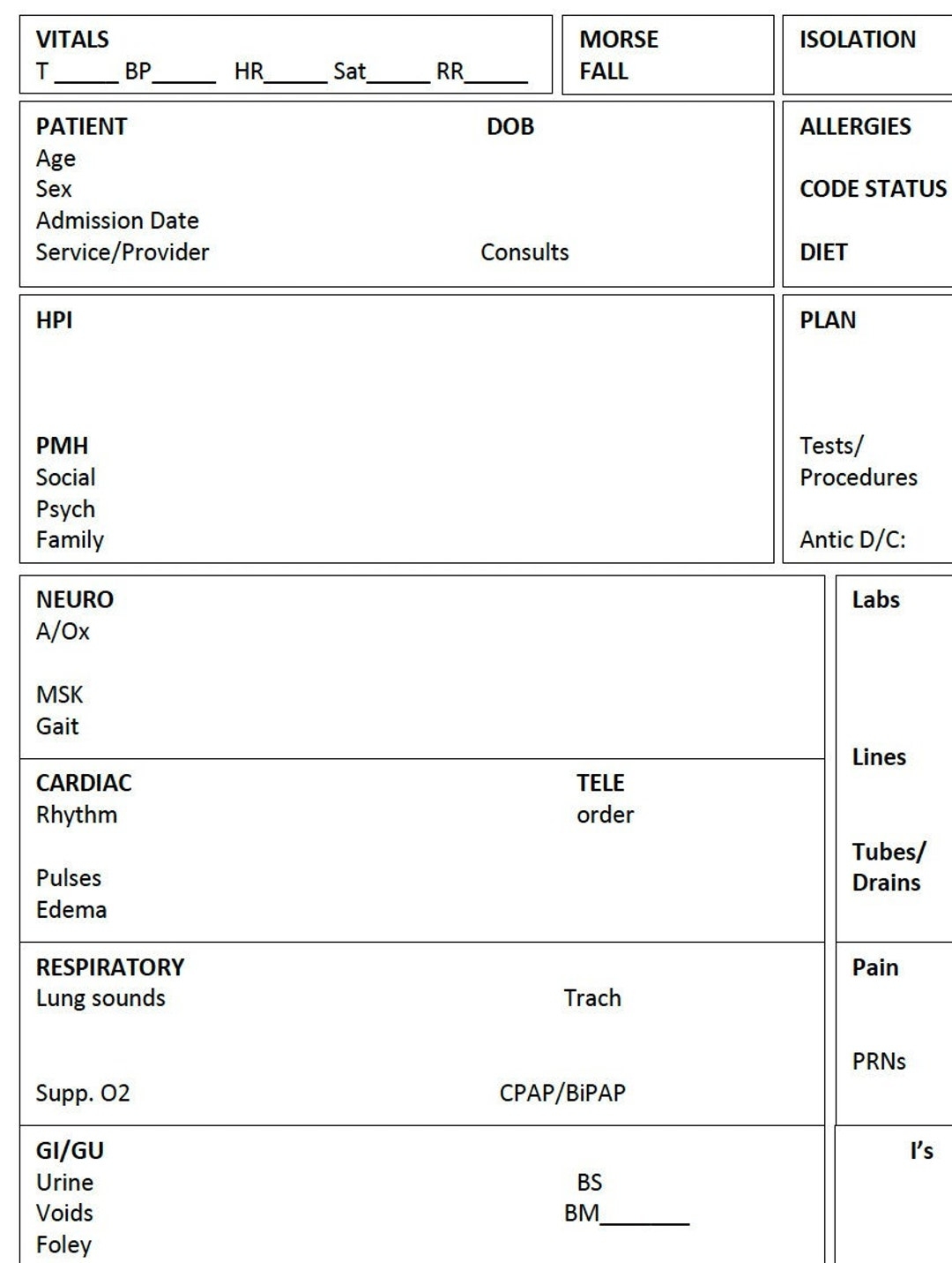 free printable nurse report sheets