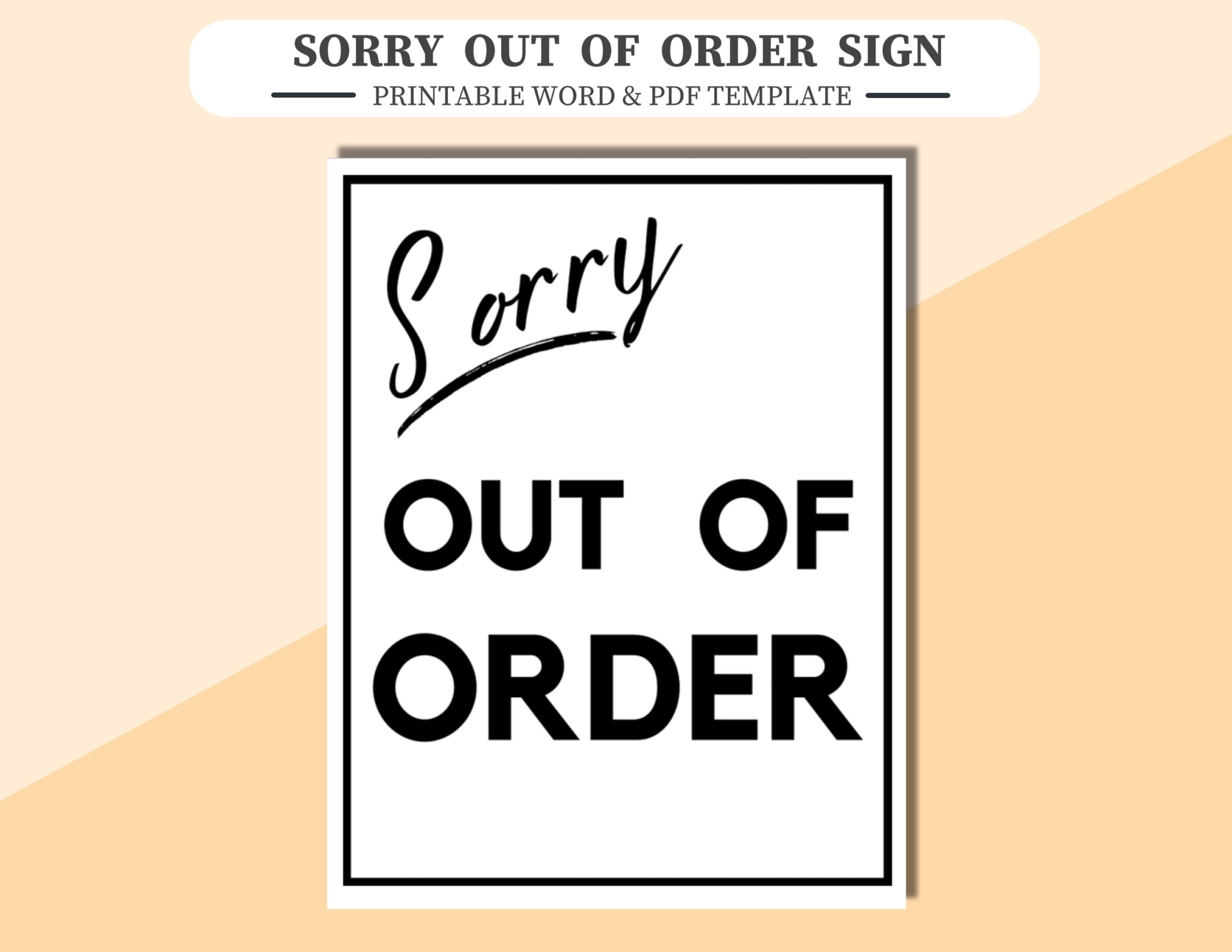 out of order printable sign