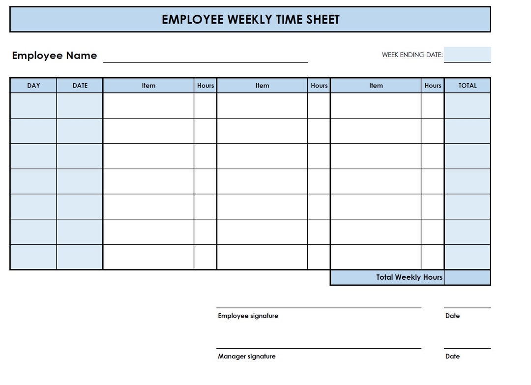 Printable PDF Weekly Timesheet Items Printable Timesheet Time Card Time Tracker Work Log Timekeeping Sheet Etsy