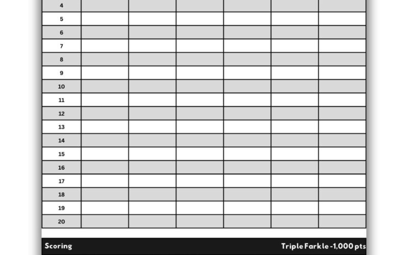 Printable Replacement Score Sheet Compatible With Farkle A0 A1 A2 A3 A4 A5 A6 US Letter PDF Formats Etsy