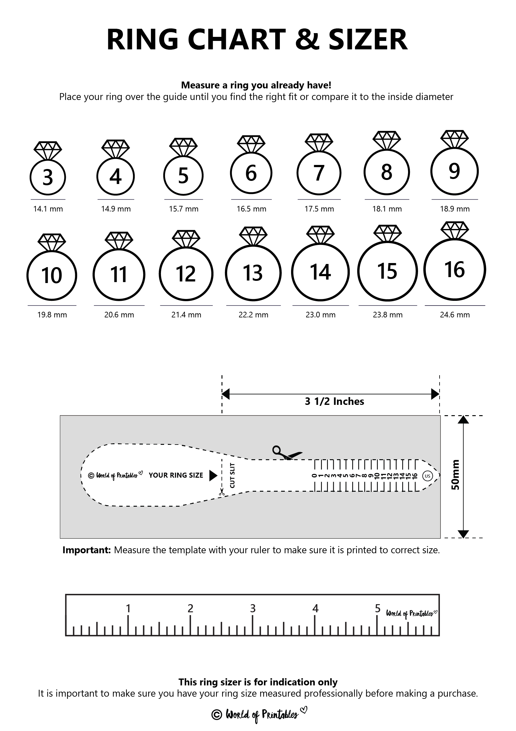 printable bullet size chart