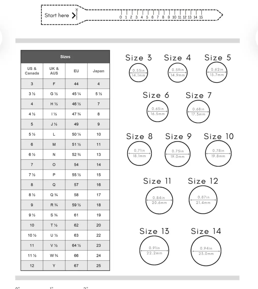 printable size chart