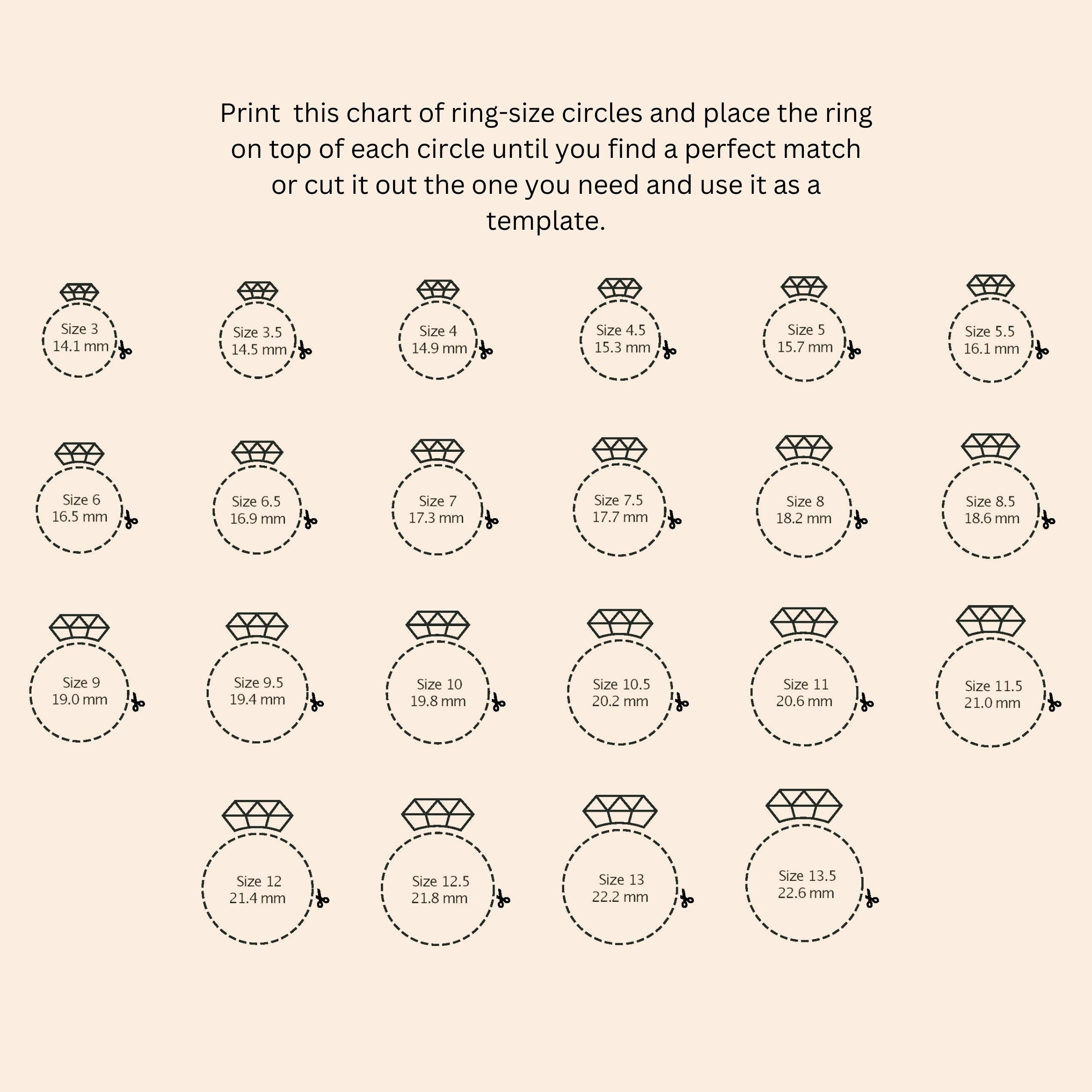 printable ring size chart