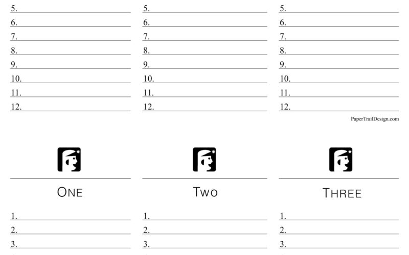 Printable Scattergories Game Paper Trail Design