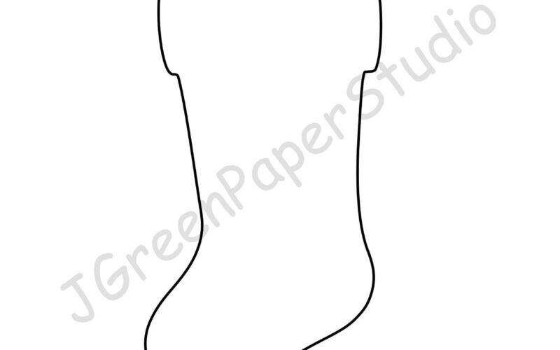 Printable Stocking Template pdf Digital Download Stocking Kids Holiday Coloring Page Crafts Stencil 7 inch Stocking Christmas Bulletin Board Etsy