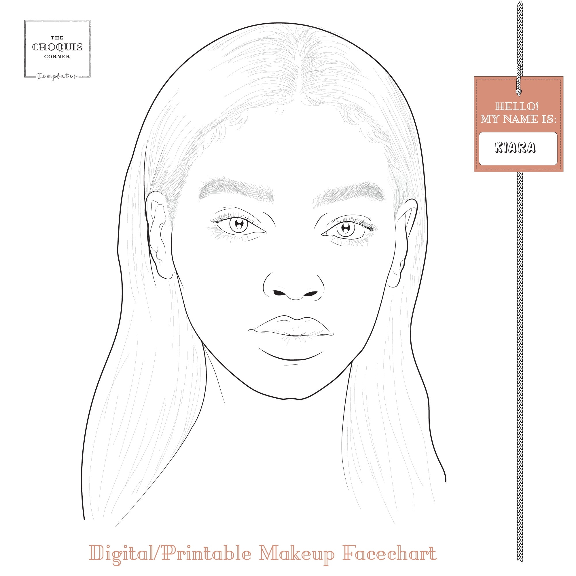 Realistic Makeup Face Chart kiara Make up Artist Practice Sheets Digital Instant Download Blank Face Template make Up Chart Etsy