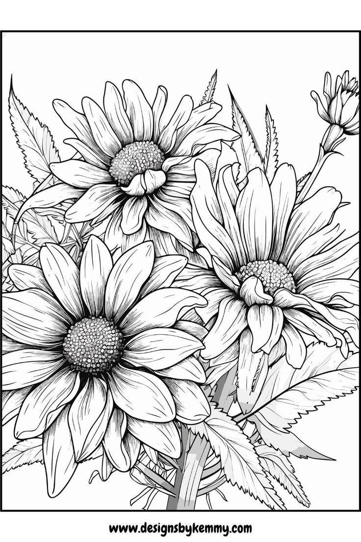 Relaxing Wild Flowers Coloring Pages Coloring Pages For Adults