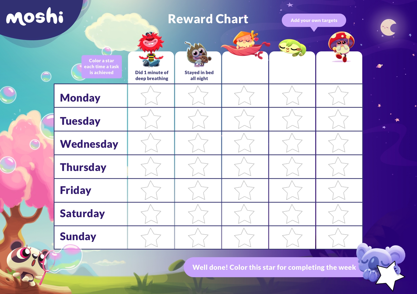 childrens reward chart printable