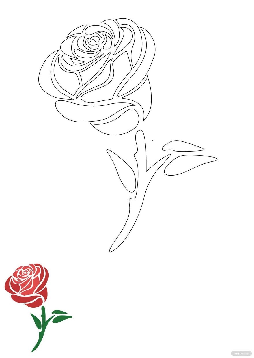 Rose Flower Coloring Page In PDF JPG EPS Download Template
