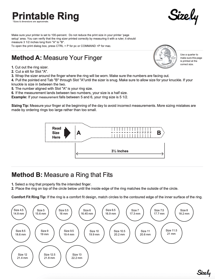 ring size printable chart