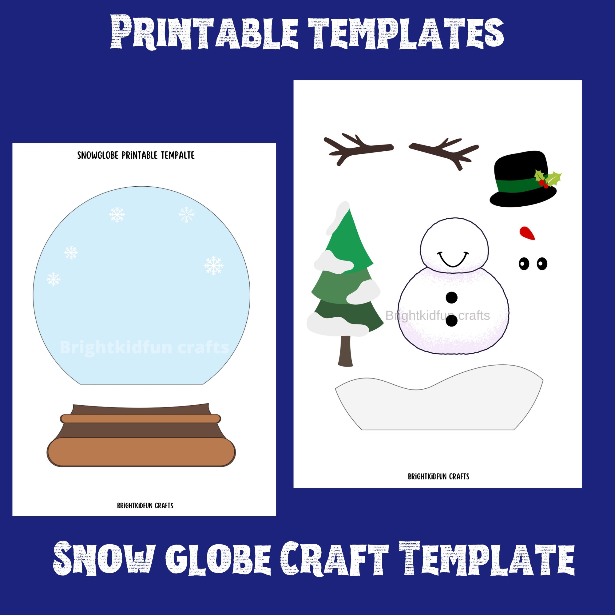 Snow Globe Printable Template Winter Craft For Kids Preschool Craft Etsy