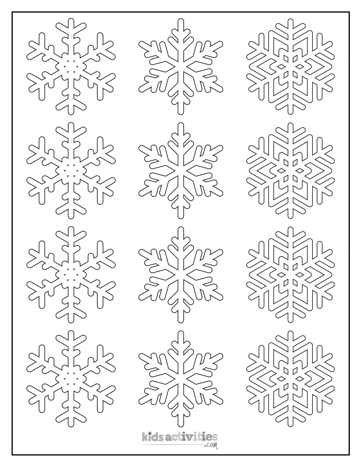 Snowflake Template For Many Snowflake Crafts Kids Activities Blog