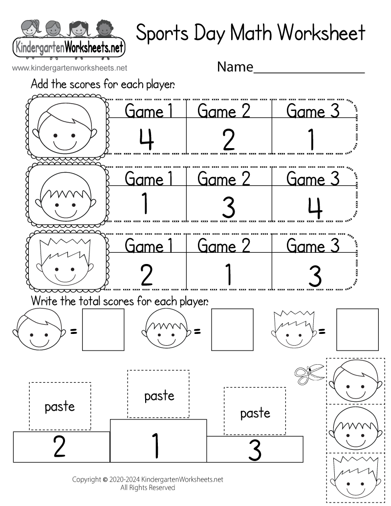 printable math sheets for kindergarten