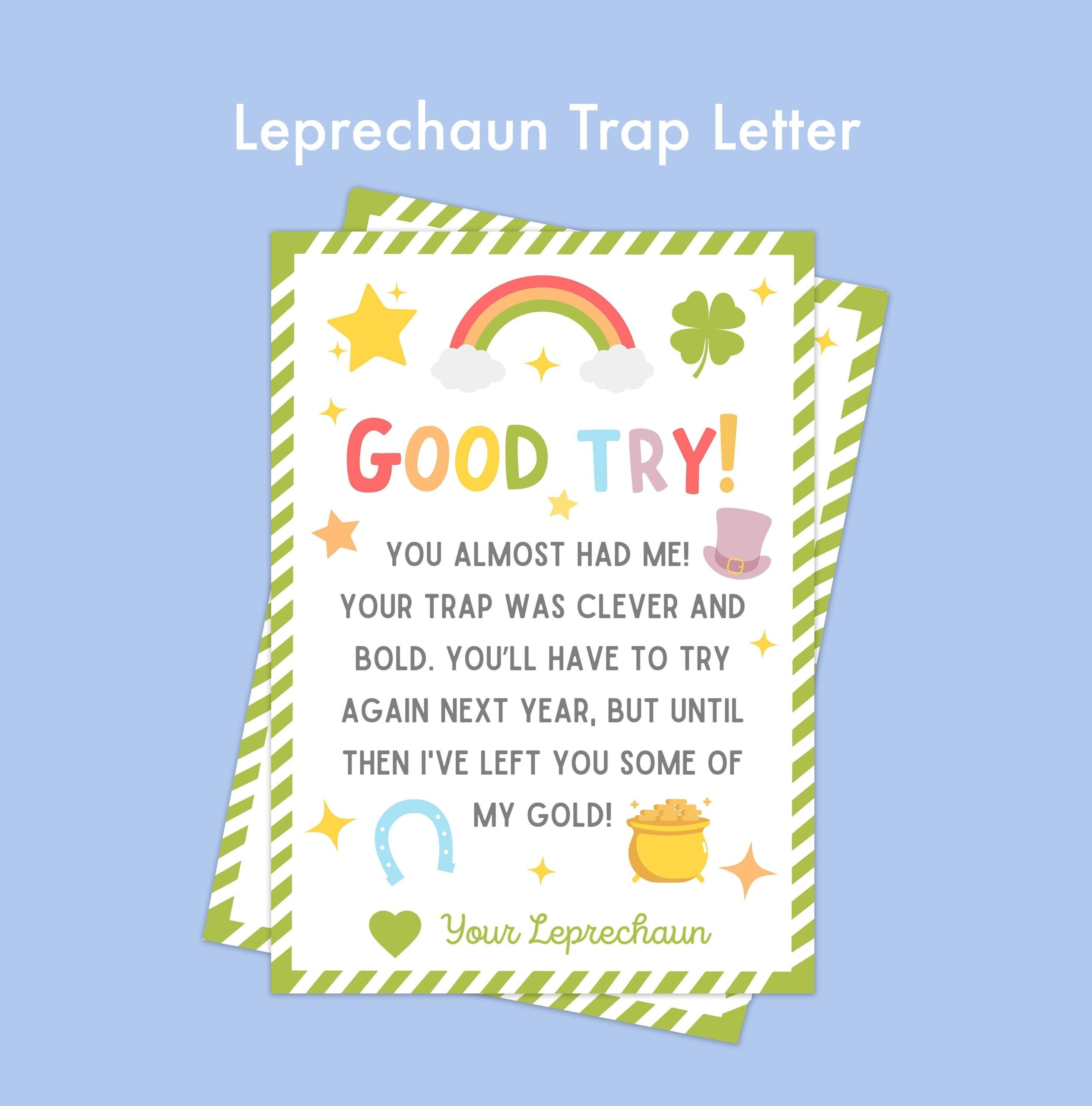St Patricks Day Kids Printable Leprechaun Letter Printable Leprechaun Trap Note St Patricks Day Printable Leprechaun Letter Digital PDF Etsy