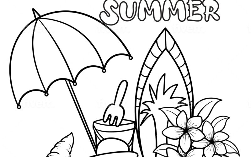 Summer Season Coloring Sheet Etsy