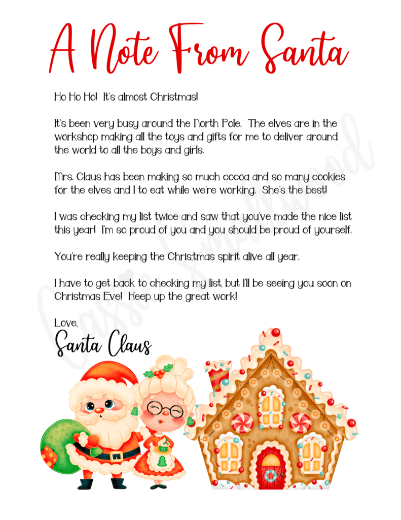 printable from santa letter template