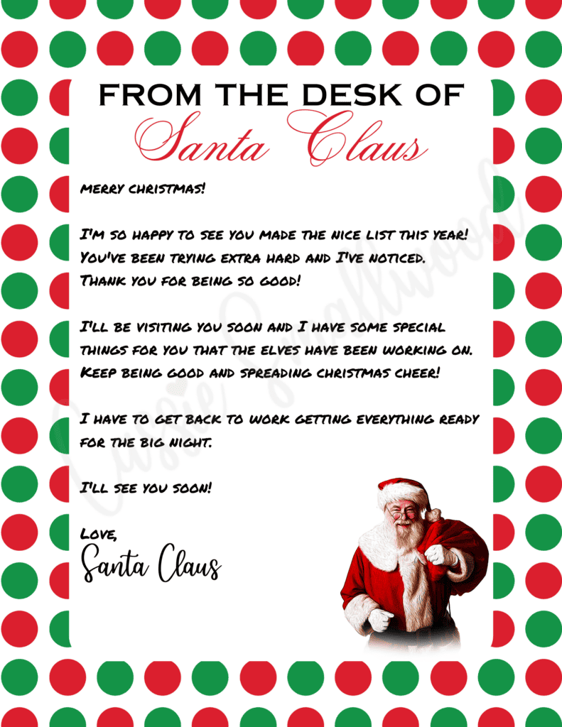 santa template letter printable