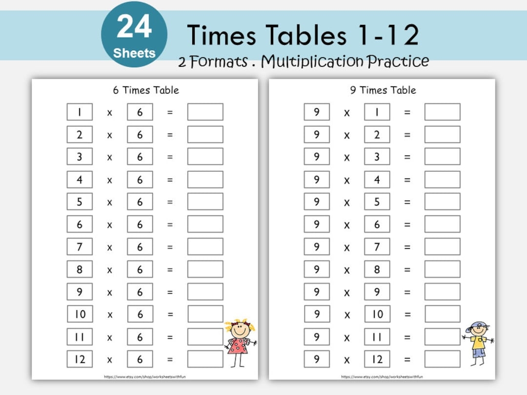 Times Tables Practice Worksheets 1 12 Multiplication Facts Cards Printable Kindergarten First Grade Math 2 Formats Etsy Times Tables Practice Worksheets 1 12 Multiplication Facts Cards Printable Kindergarten First Grade Math 2 Formats Etsy