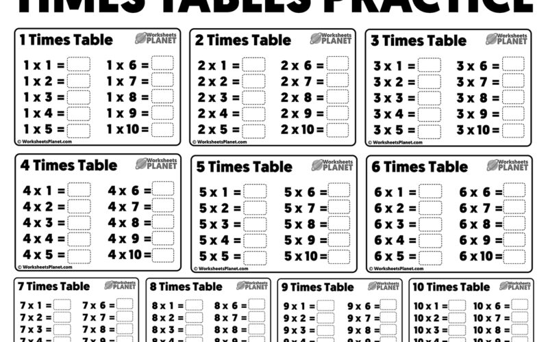 Times Tables Practice Worksheets Ready To Print