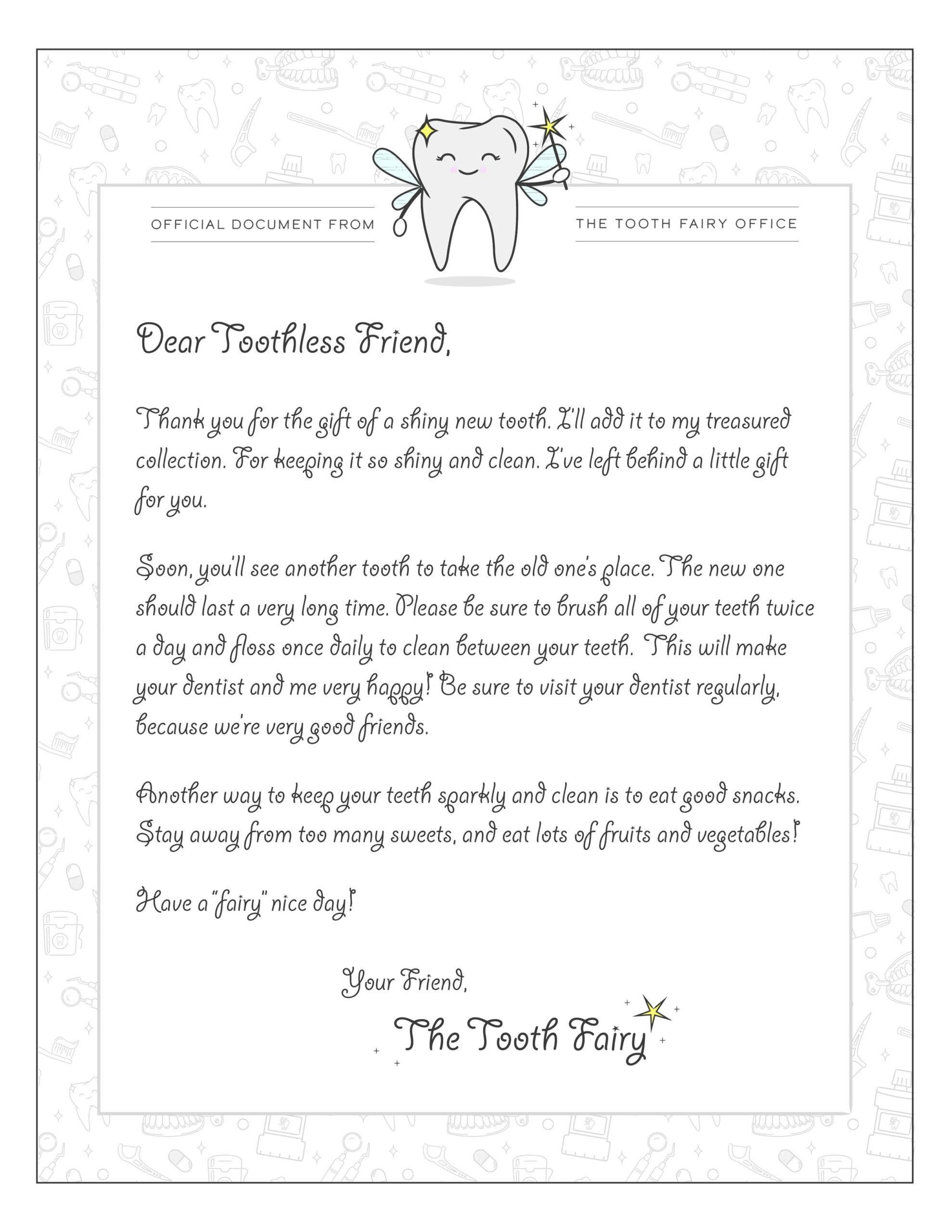 printable tooth fairy letter
