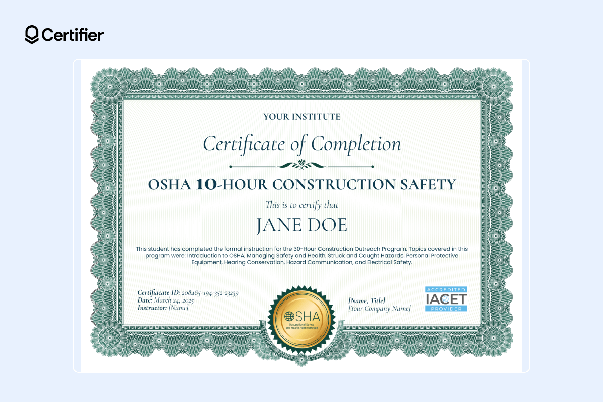 Top 15 OSHA Certificate Templates For Authorized Training Courses Top 15 OSHA Certificate Templates For Authorized Training Courses