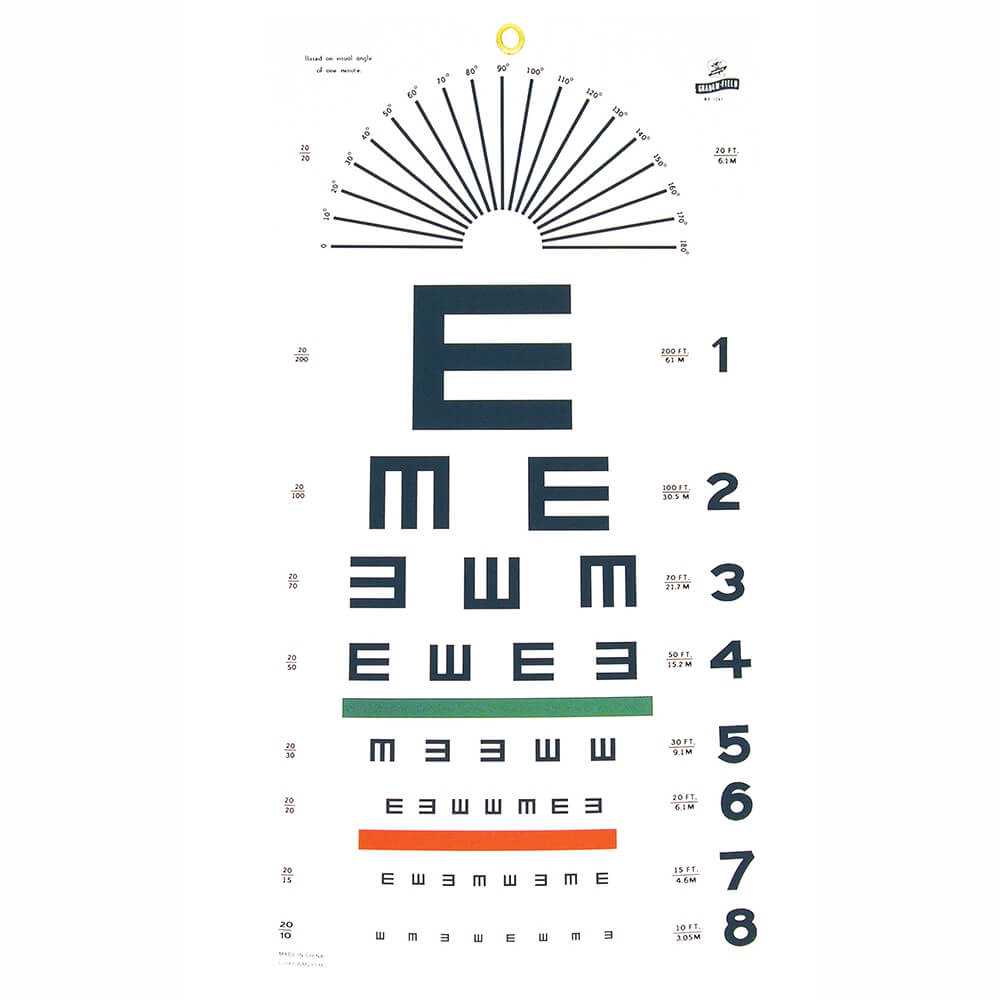 Tumbling E Eye Chart 20 Distance Amcon Labs