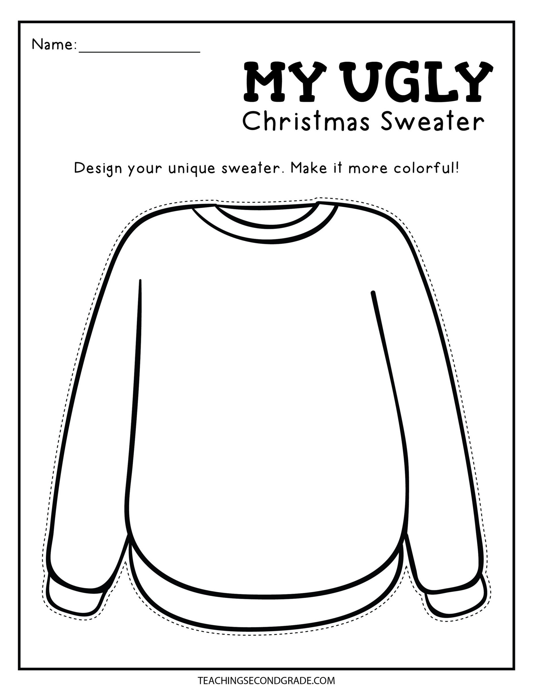 Ugly Christmas Sweater Cut And Paste Craft Template Teaching Ideas Made Easy