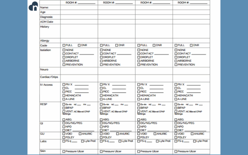 Ultimate Nursing Report Sheet Database Free Downloads
