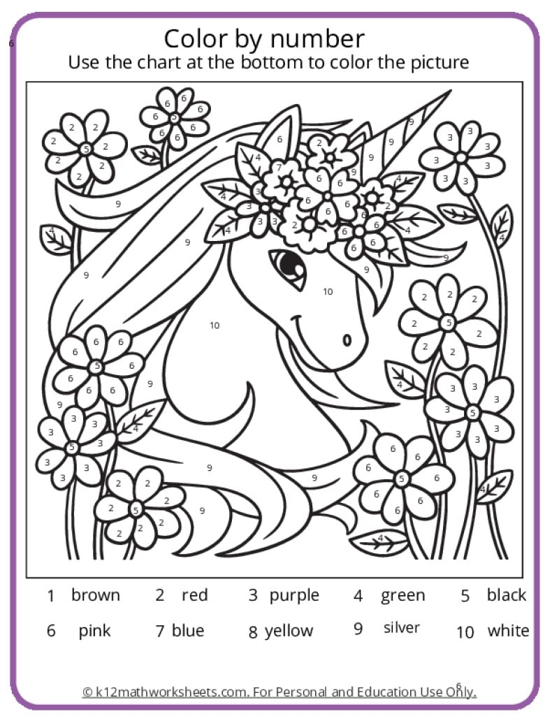 number colouring sheets printable