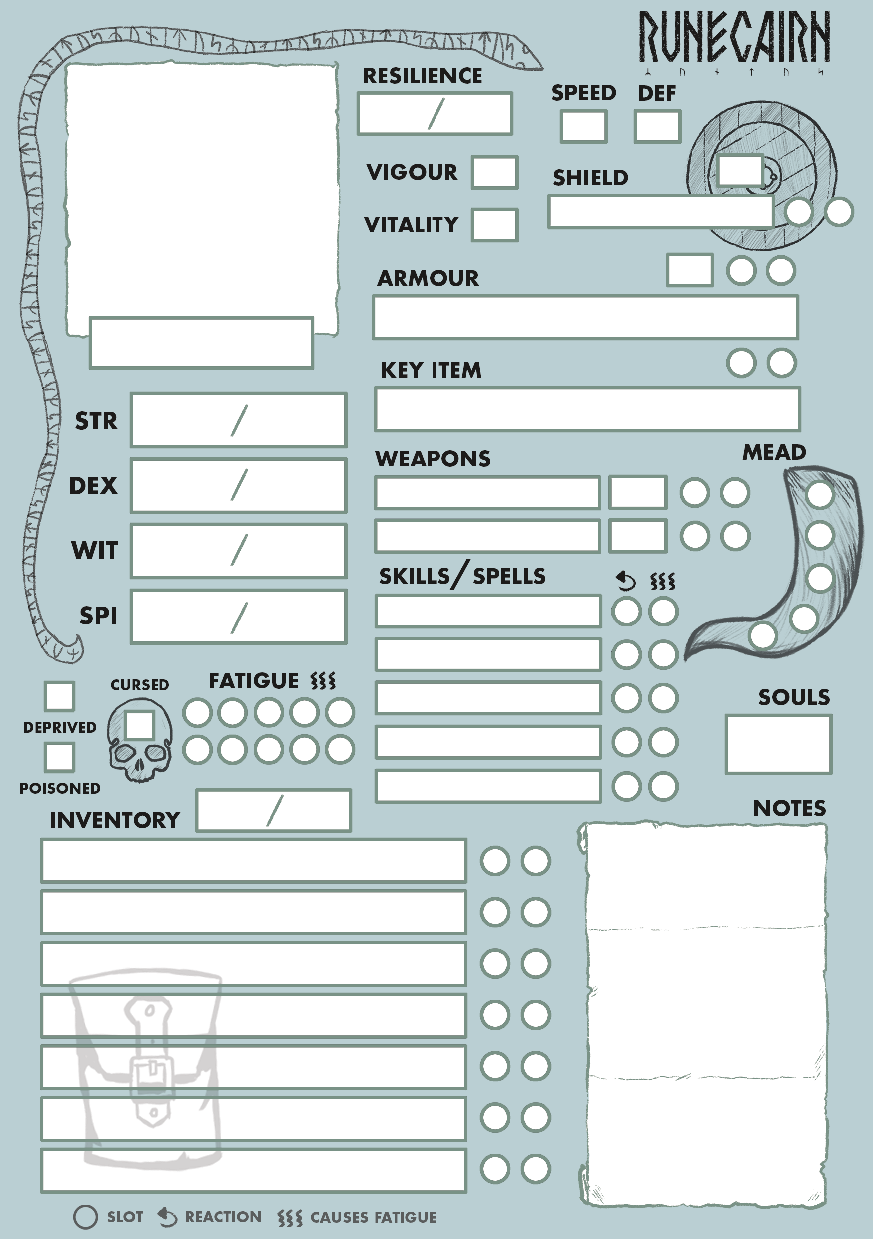 Updated Character Sheet Runecairn Wardensaga By By Odin s Beard RPG