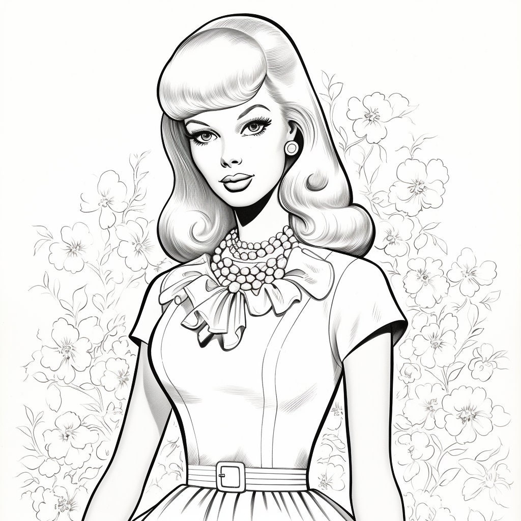 Vintage Barbie Coloring Pages Digital Download Set Of 10 Etsy