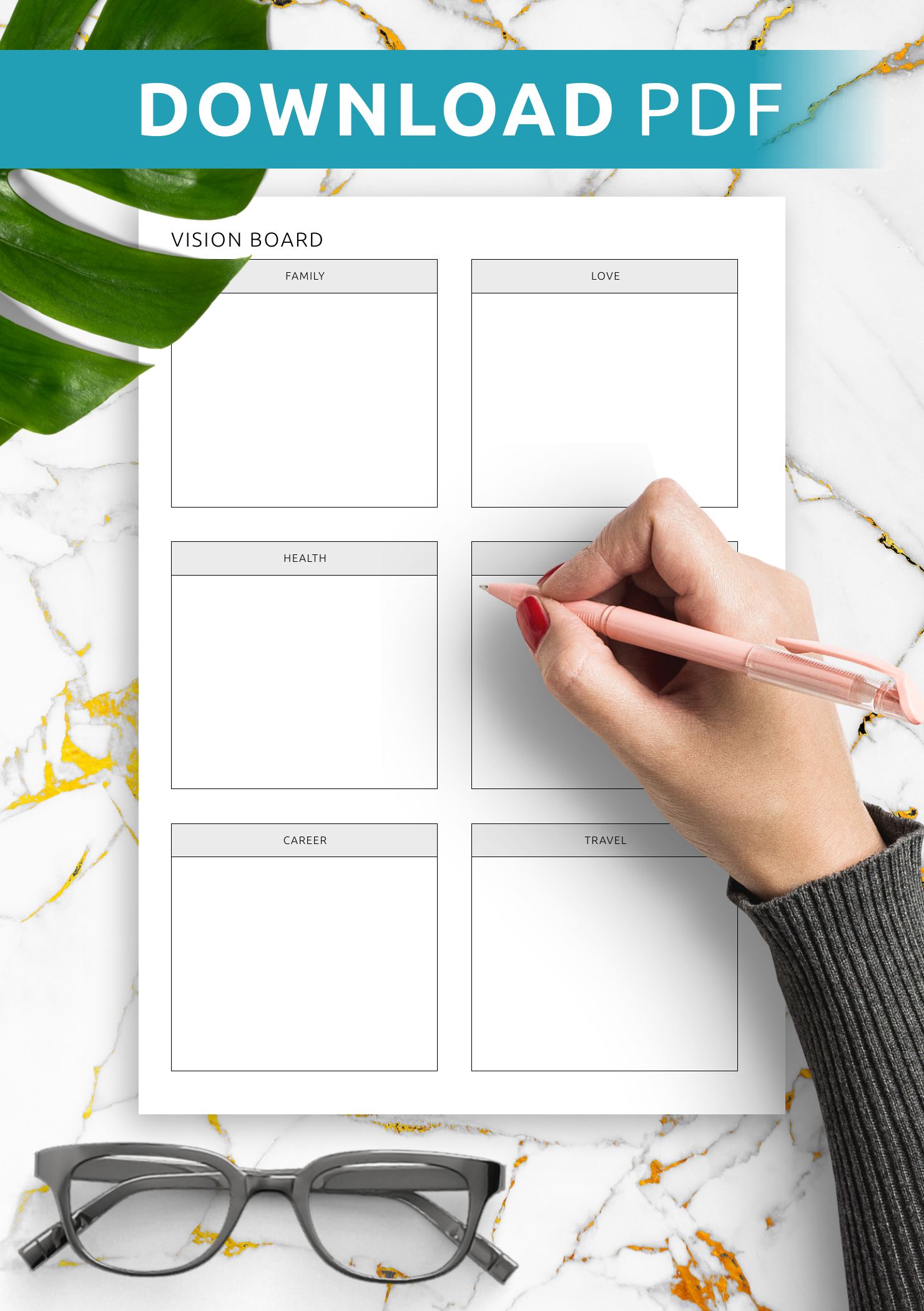 Vision Board Template Inspiring Customizable PDF Layout