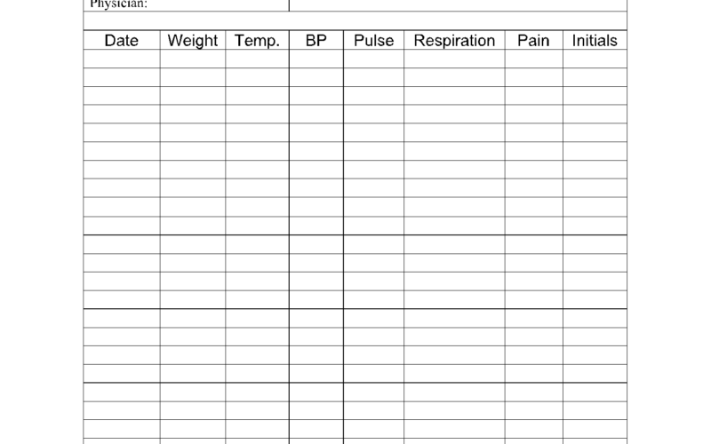 Vital Signs Chart Fill Download Printable PDF Free Online 2022