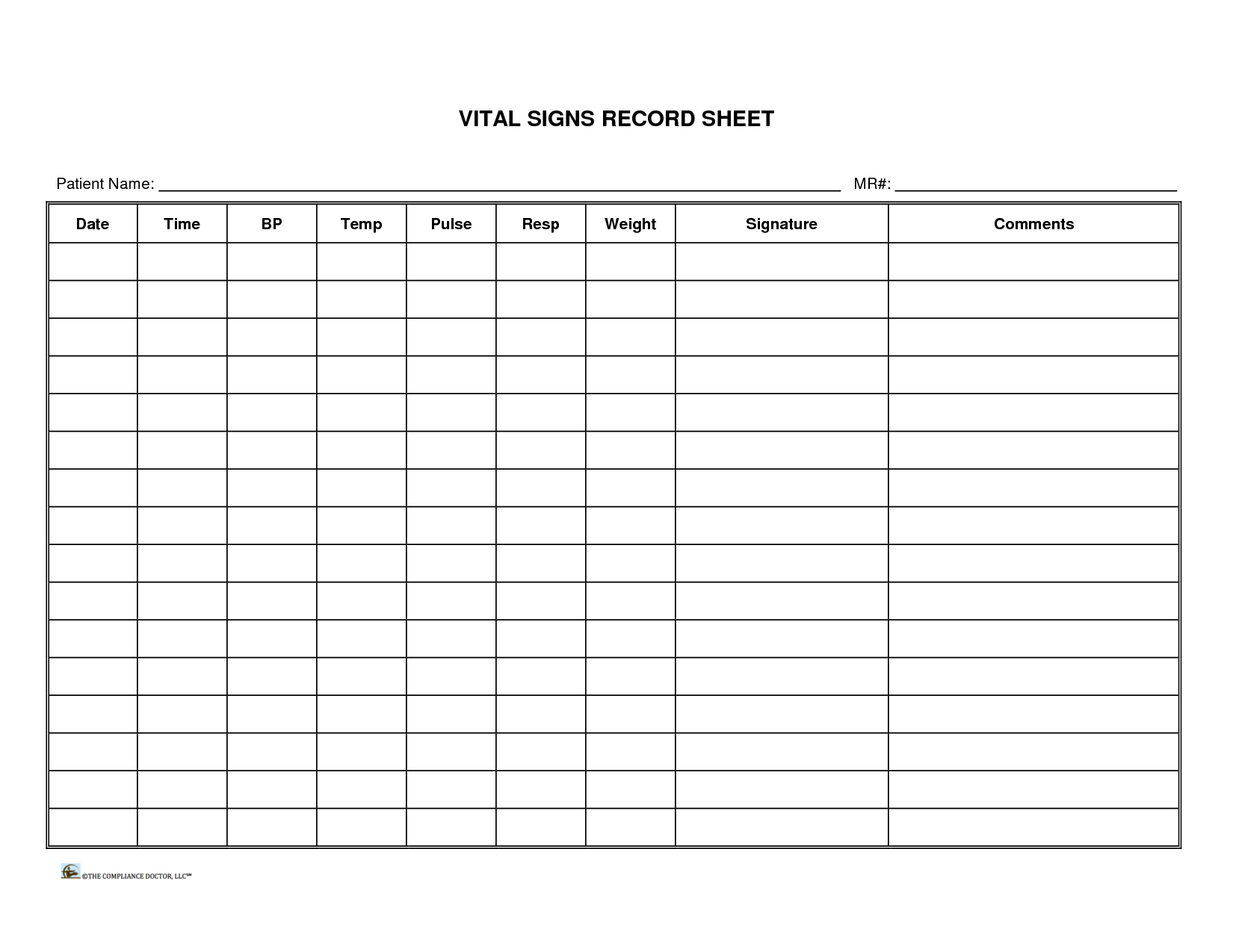 Vital Signs Chart Printable Vital Signs Chart Printable