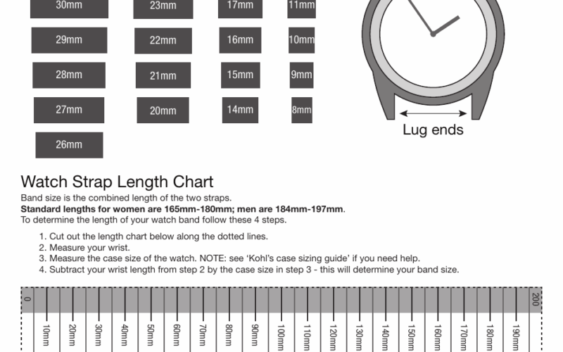 Watch Band Size Chart Kohl s Download Printable PDF Templateroller