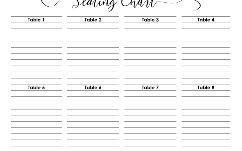 Wedding Seating Chart Typeable PDF Word Excel