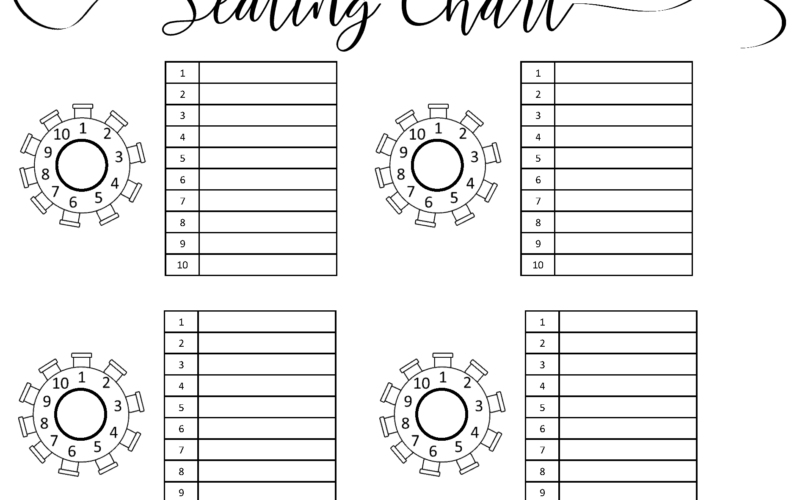 Wedding Seating Chart Typeable PDF Word Excel