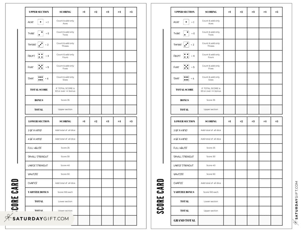 printable yahtzee sheets