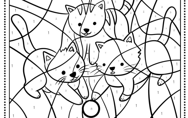 10 Free Printable Cat Themed Color By Number Pages For Kids Sly Spoon