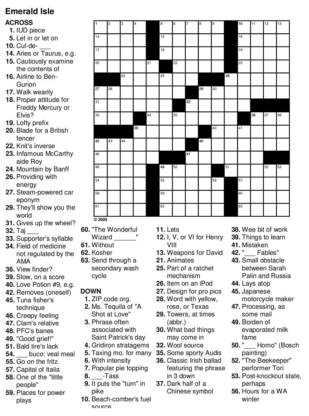 crossword puzzles printable free