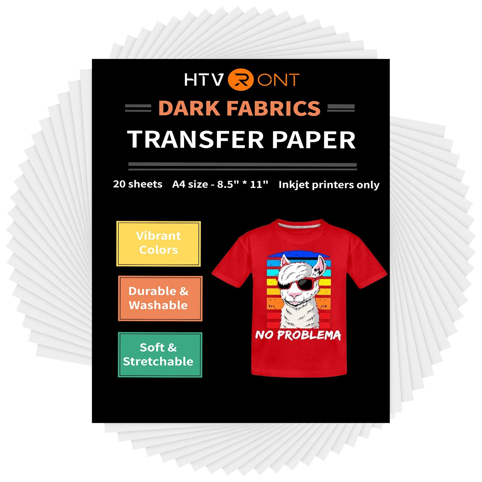 20 Sheets Heat Transfer Paper 8 5 x11 For Dark Fabric Printable Iron On Vinyl EBay