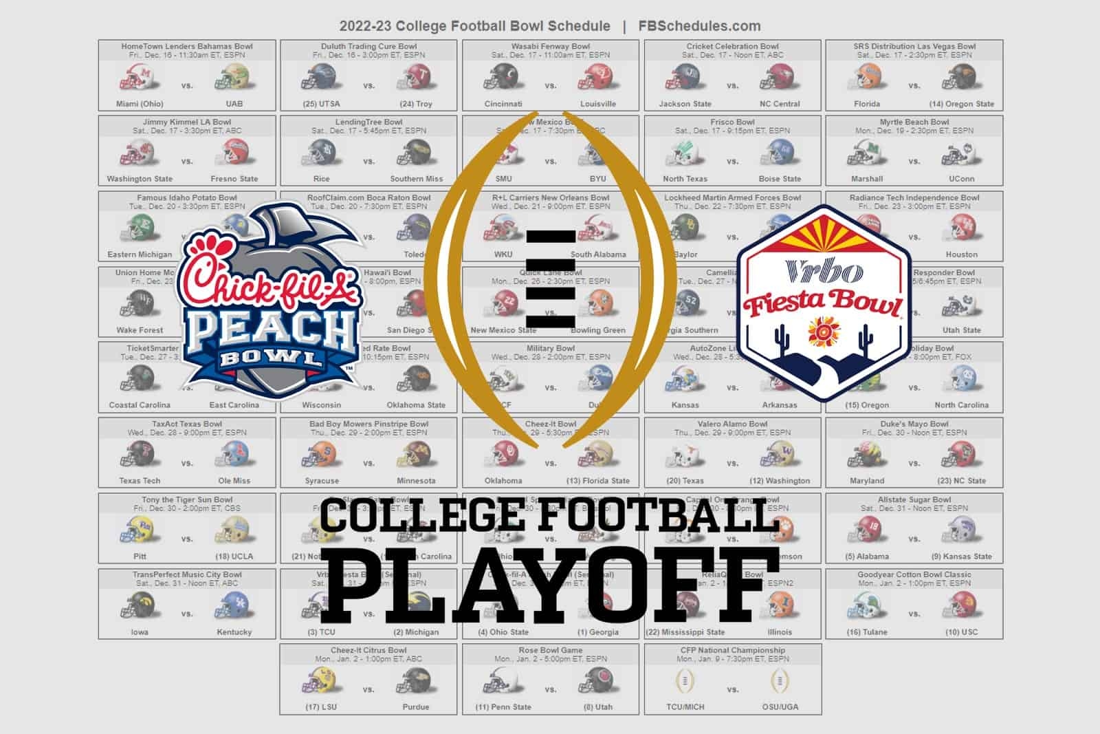 2022 23 College Football Bowl Helmet Schedule 2022 23 College Football Bowl Helmet Schedule