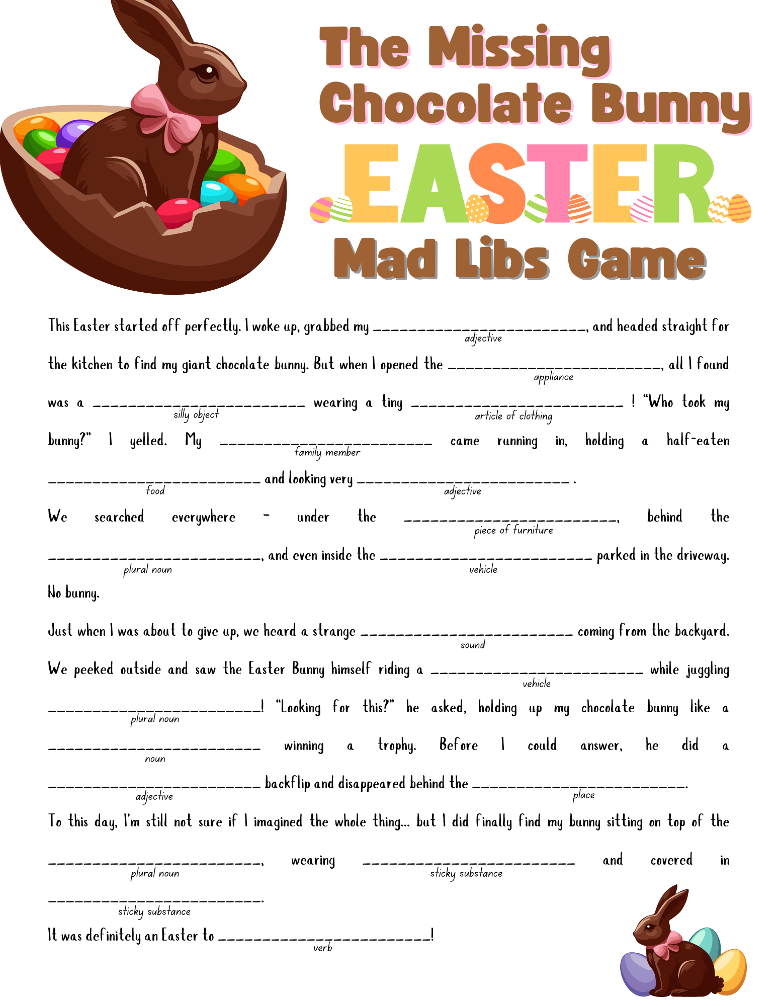 free printable mad libs