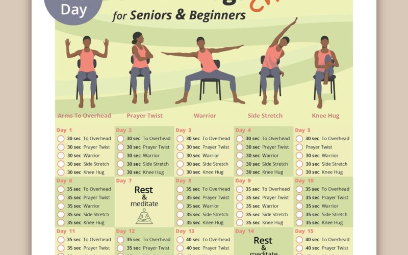 30 day Chair Yoga Challenge Printable Home Fitness Guide For Women Etsy