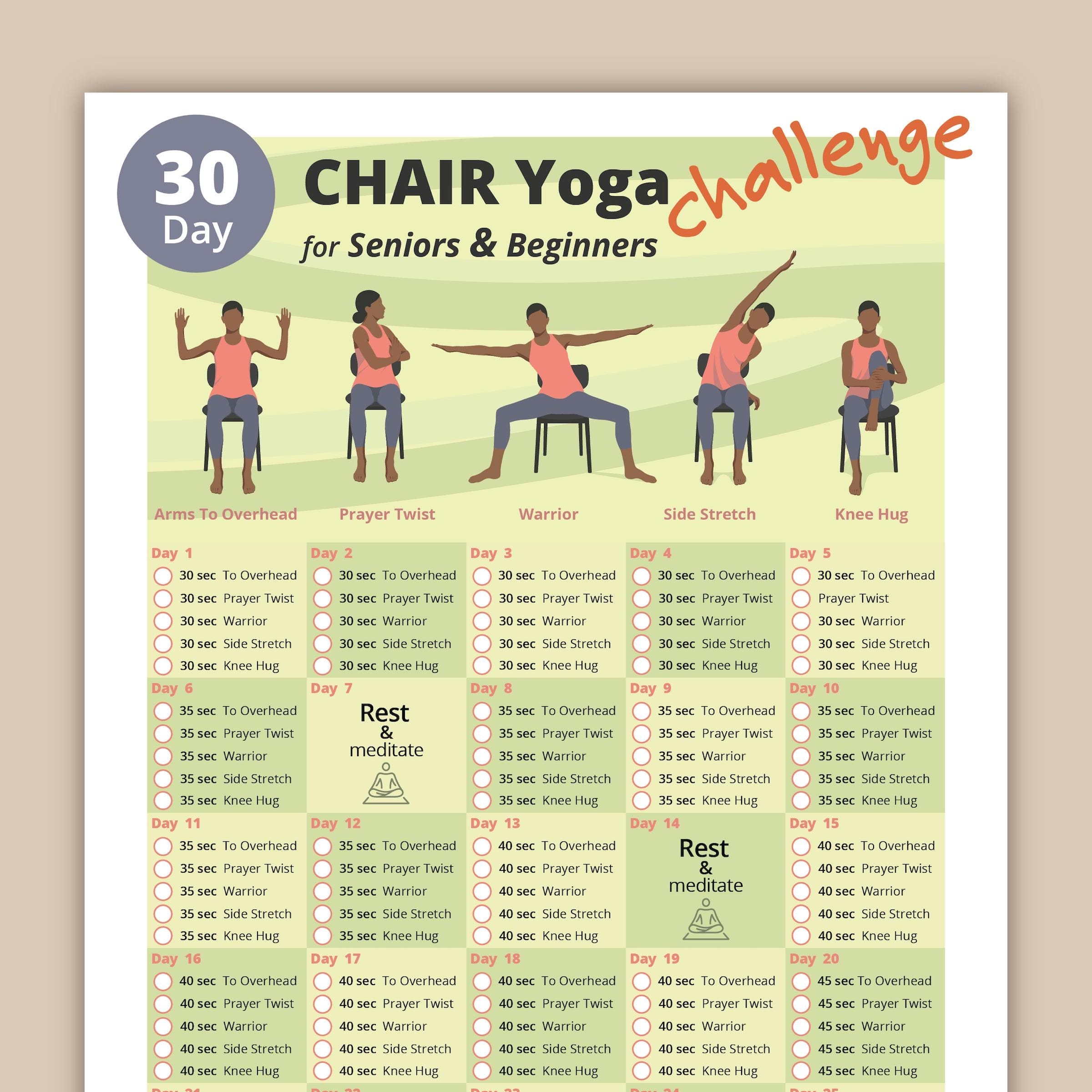30 day Chair Yoga Challenge Printable Home Fitness Guide For Women Etsy 30 day Chair Yoga Challenge Printable Home Fitness Guide For Women Etsy