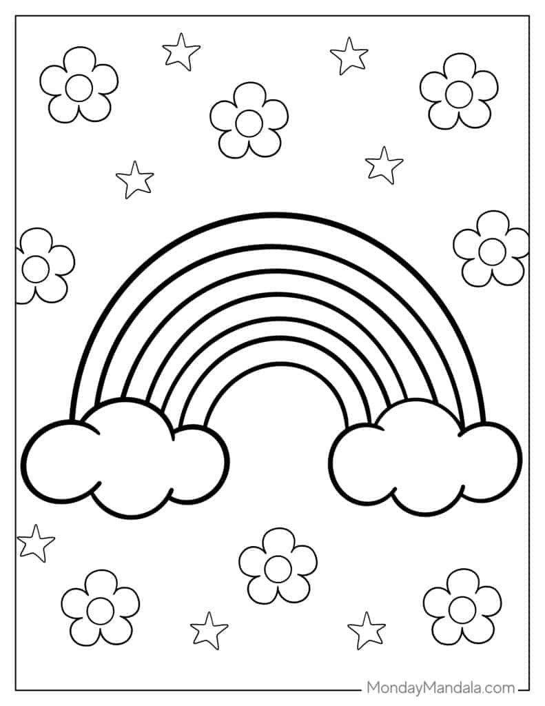 printable colouring pages of rainbows printable colouring pages of rainbows