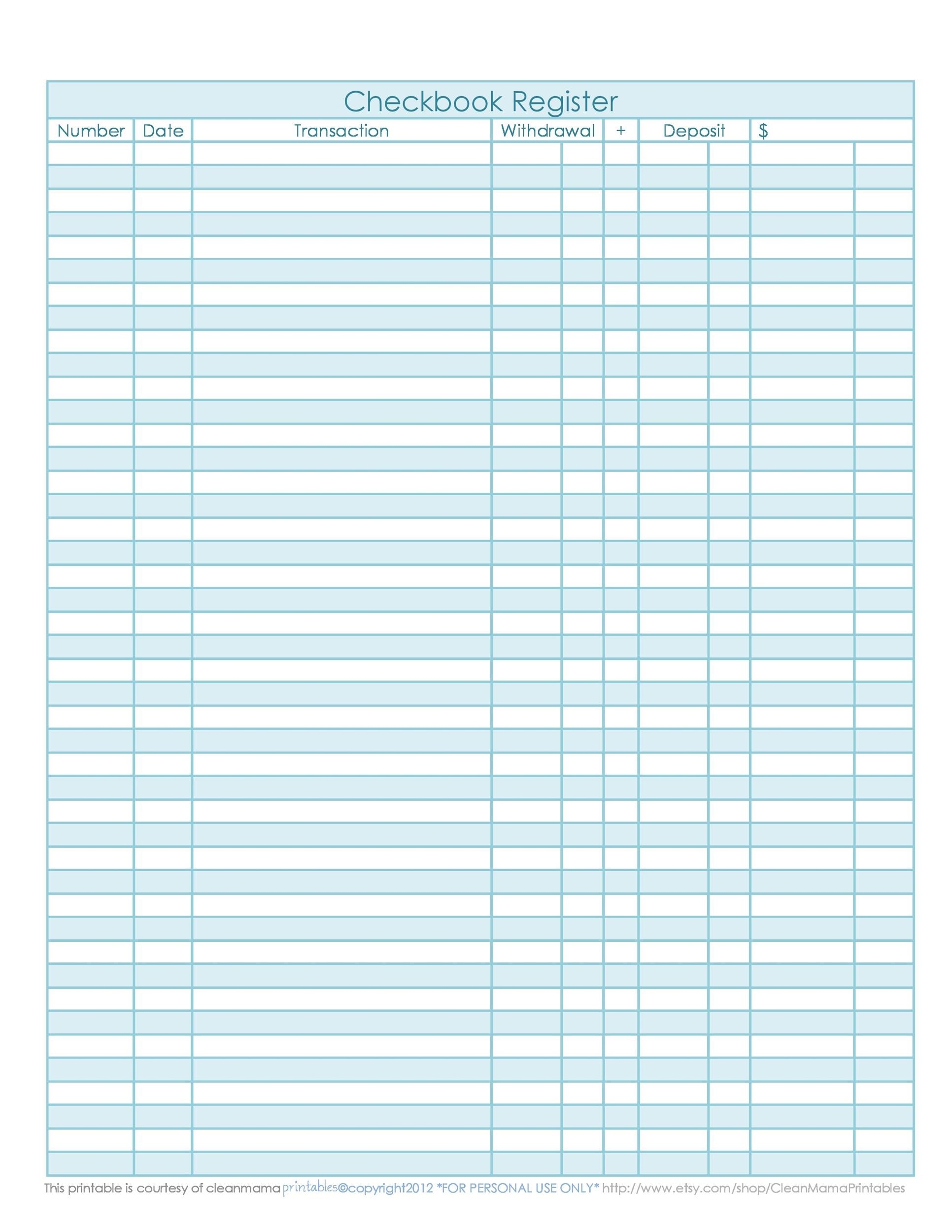 39 Checkbook Register Templates 100 Free Printable TemplateLab