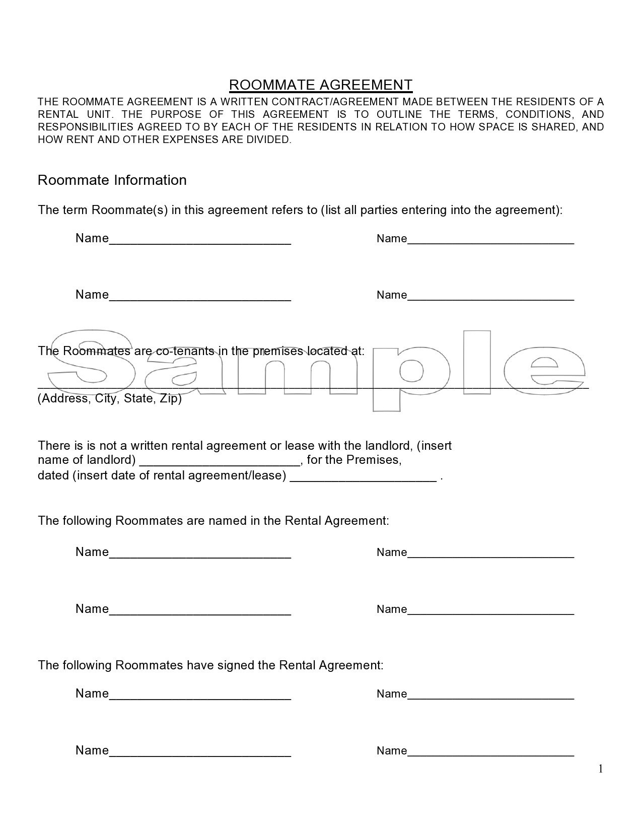 40 Free Roommate Agreement Templates Forms Word PDF 