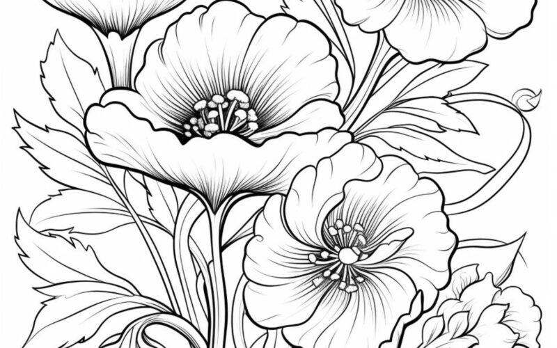 50 Flowers Coloring Pages Stress Relief Floral Art PDF Download Etsy