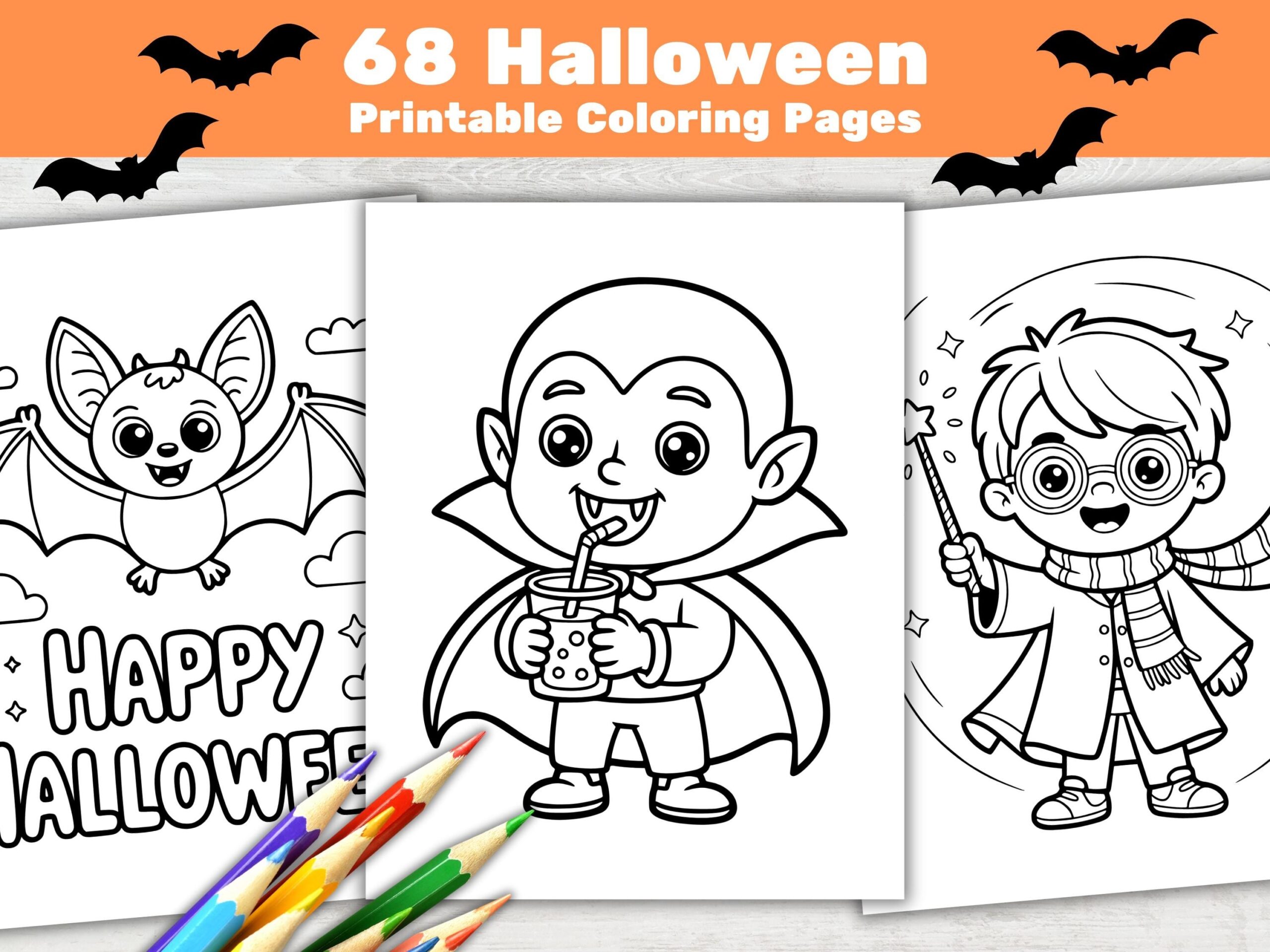 68 Easy Halloween Coloring Pages Printable Simple Bold Fall Coloring Book For Kids PDF Etsy